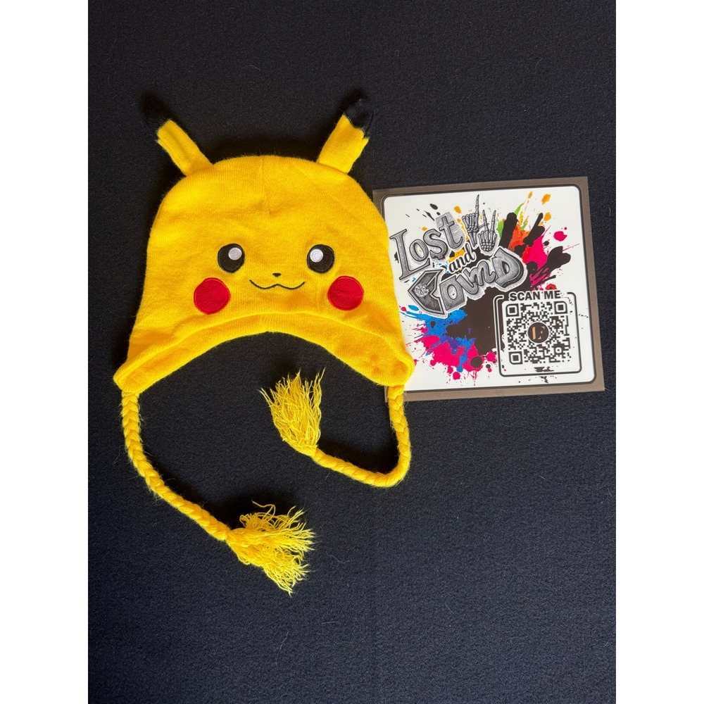 Pokemon Pikachu Laplander Beanie Youth OSFM Yellow Excellent 3D Ears Tassels